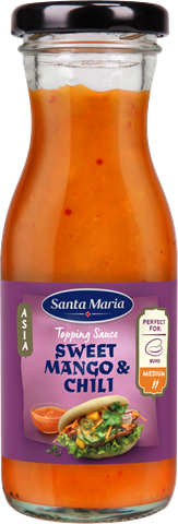 Glasflaska med Santa Maria Topping Sauce Sweet mango & Chili