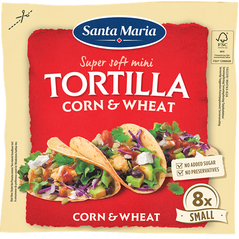 Förpackning med Tortilla Corn & Wheat Small från Santa Maria