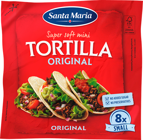 En förpackning med små tortillas